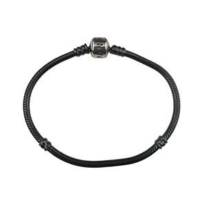 Pandora Oxidized Sterling Silver Snake Chain Charm Bracelet 7" #590702OX